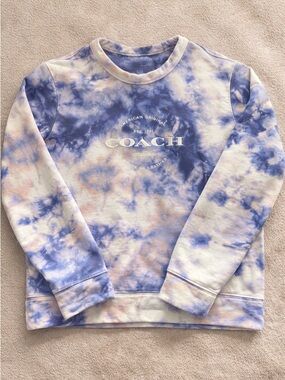 Coach Pastel Blue Tie-Dye Logo Sweatshirt